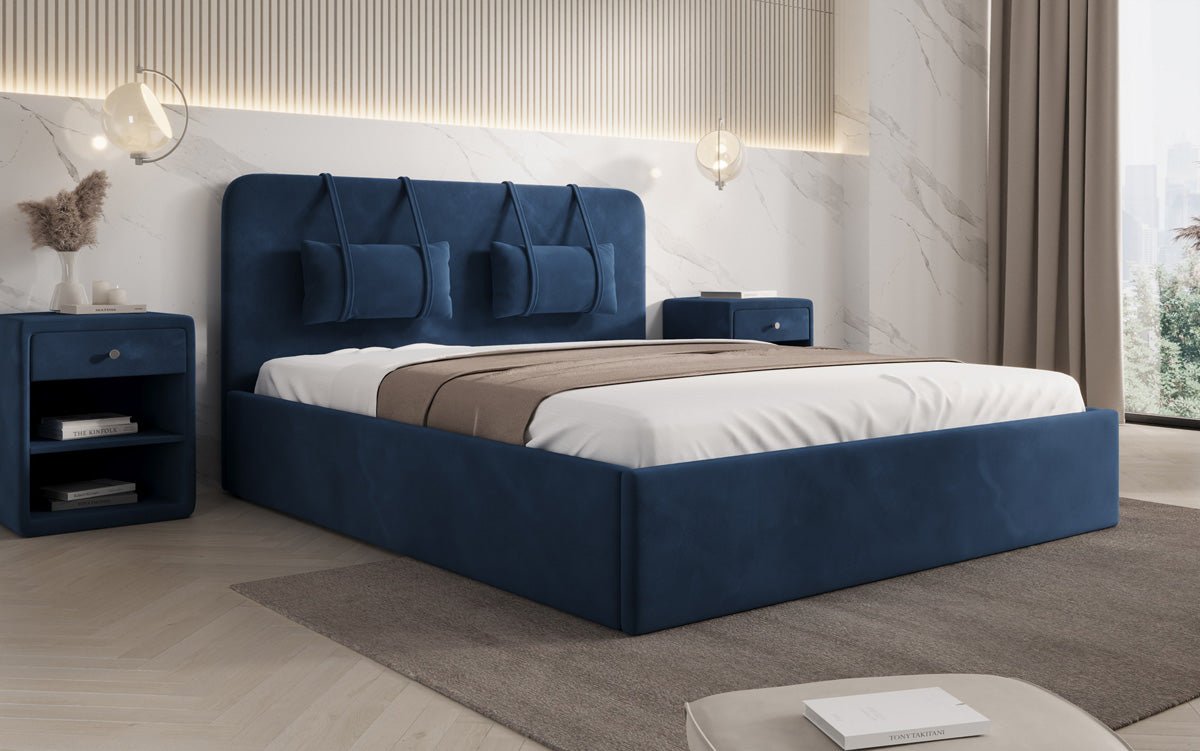Designer Upholstered Bed Alma in Velvet with Storage