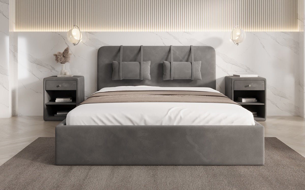 Designer Upholstered Bed Alma in Velvet with Storage