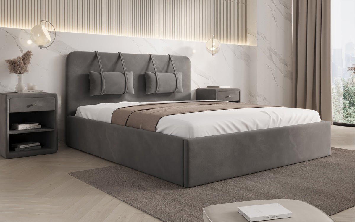 Designer Upholstered Bed Alma in Velvet with Storage