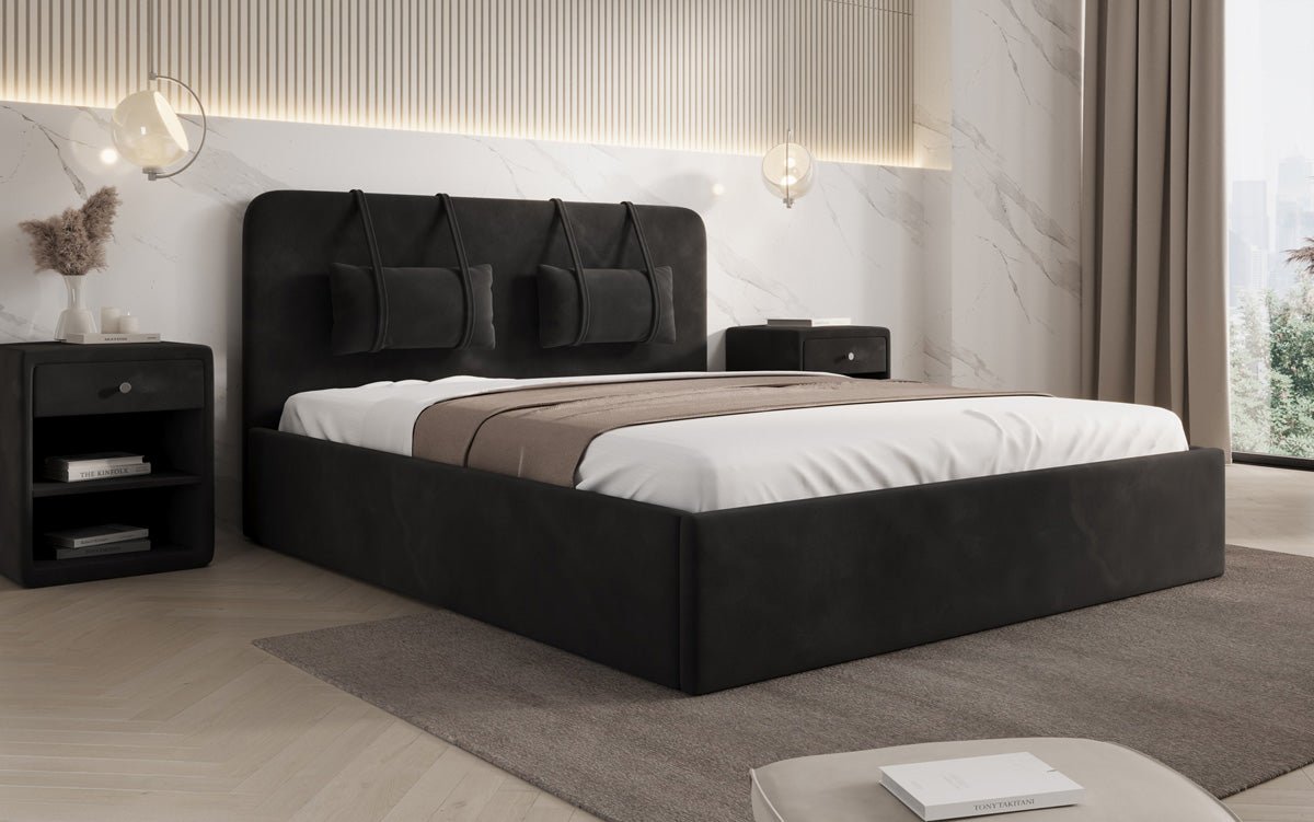 Designer Upholstered Bed Alma in Velvet with Storage