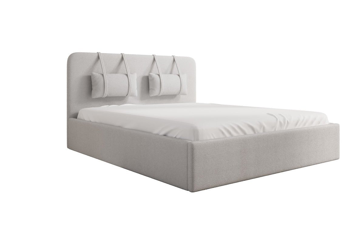 Designer Upholstered Bed Alma in Bouclé with Storage Space