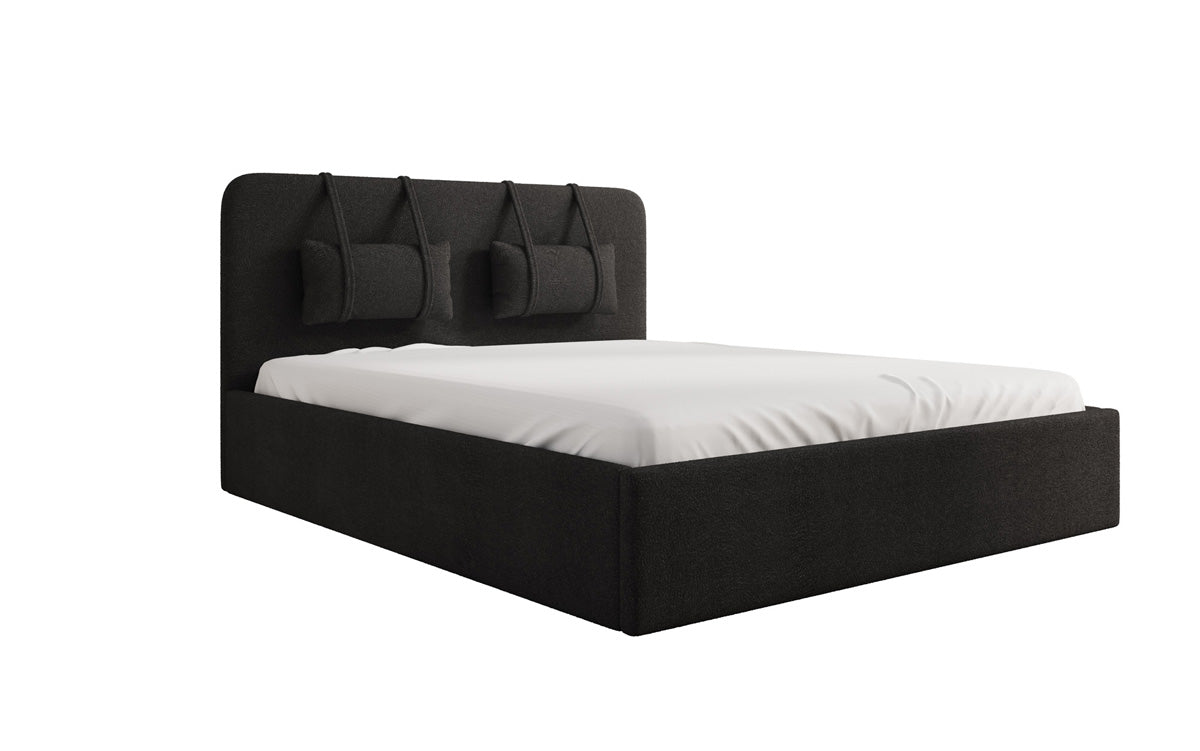Designer Upholstered Bed Alma in Bouclé with Storage Space