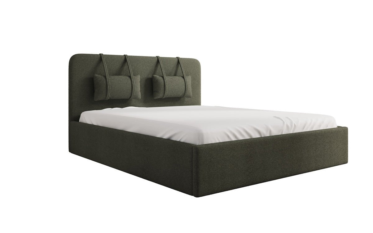Designer Upholstered Bed Alma in Bouclé with Storage Space