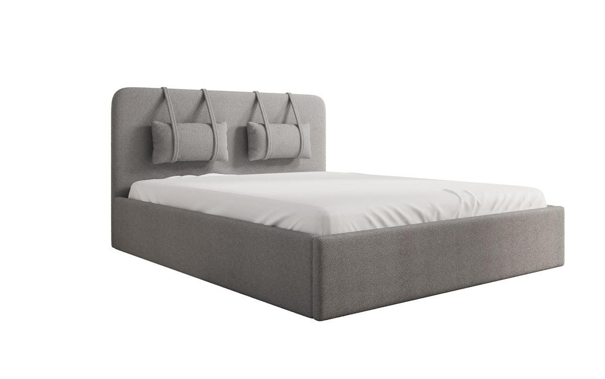 Designer Upholstered Bed Alma in Bouclé with Storage Space