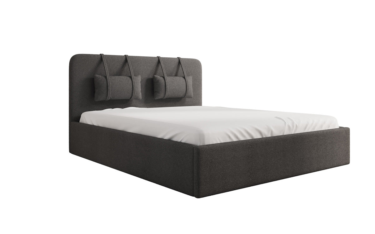 Designer Upholstered Bed Alma in Bouclé with Storage Space