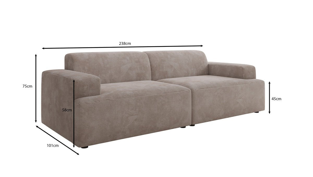 Designer 3 Seater Sofa Monza in Corduroy