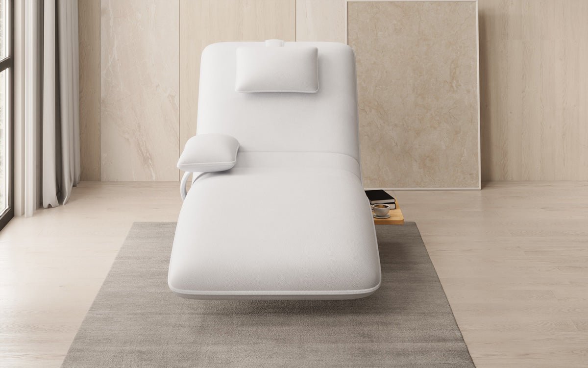 Chaise longue relax design en velours cuir véritable avec fonction pivotante et table d'appoint