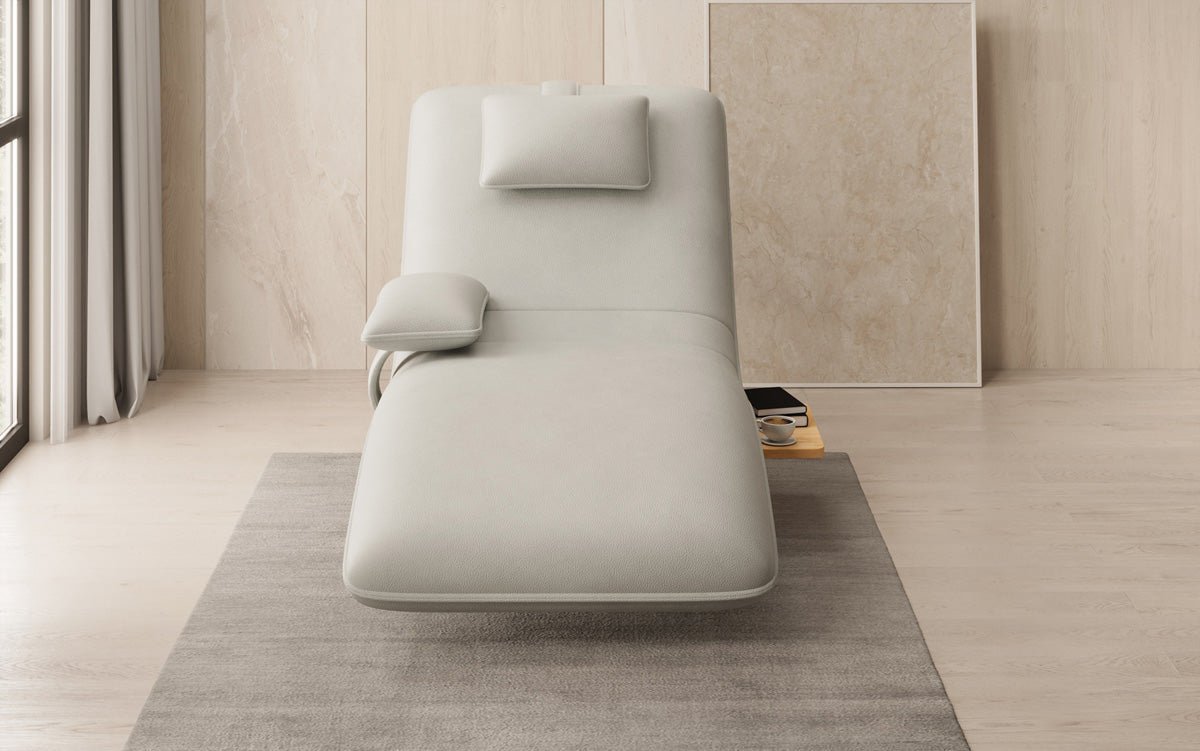 Chaise longue relax design en velours cuir véritable avec fonction pivotante et table d'appoint