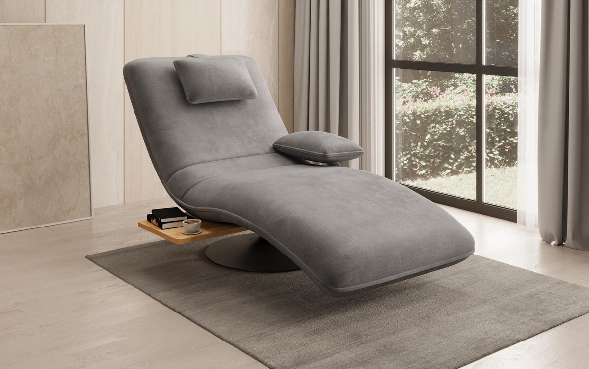 Designer Relax Lounger Velour Velvet with Swivel Function and Side Table