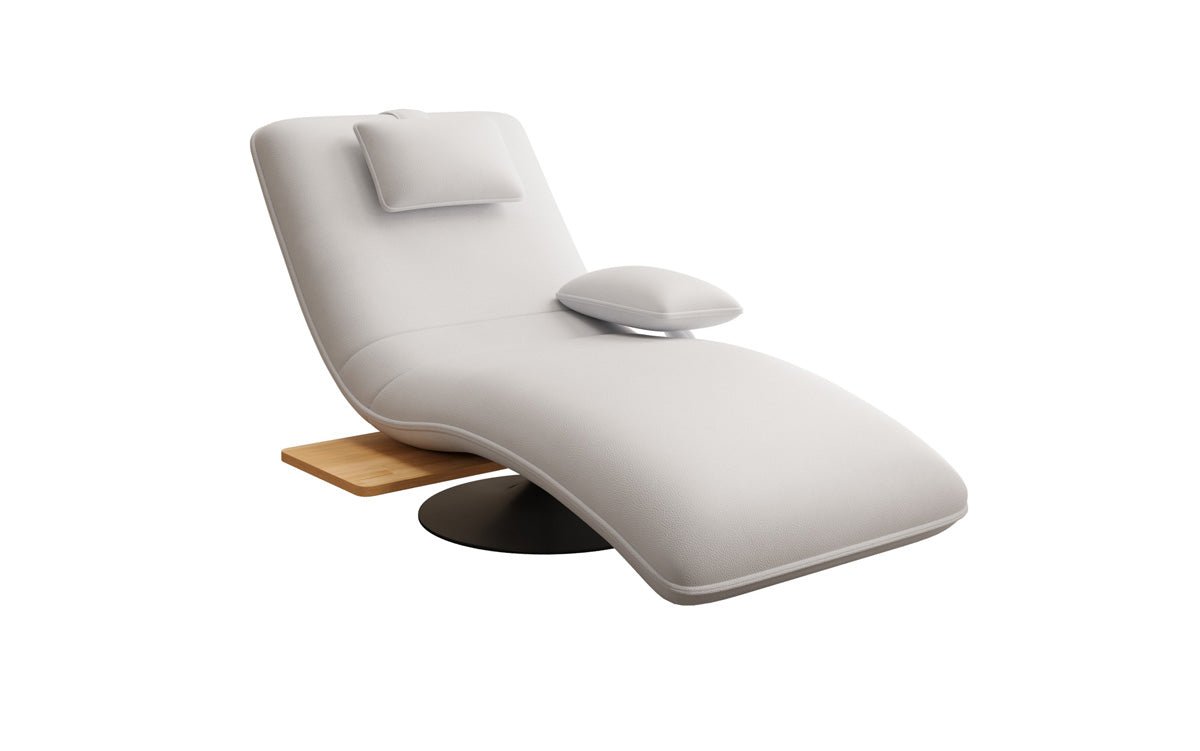 Chaise longue relax design en velours cuir véritable avec fonction pivotante et table d'appoint