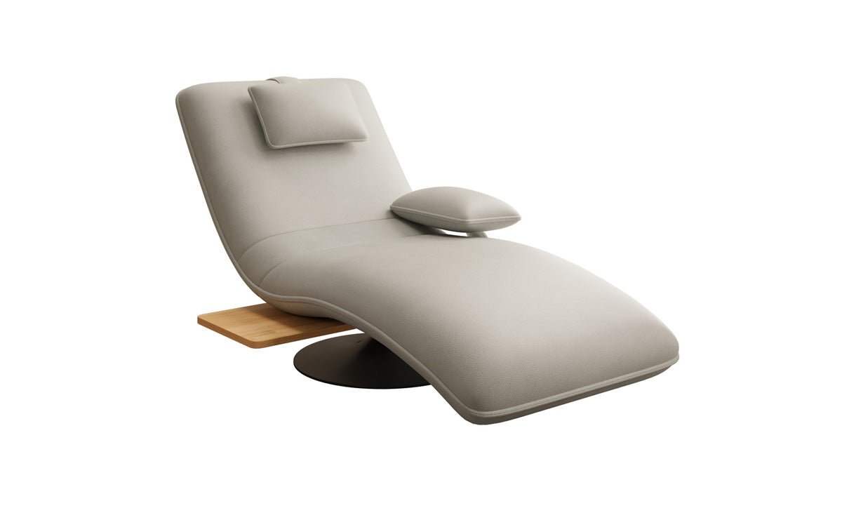 Chaise longue relax design en velours cuir véritable avec fonction pivotante et table d'appoint