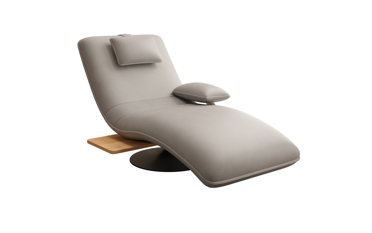 Chaise longue relax design en velours cuir véritable avec fonction pivotante et table d'appoint