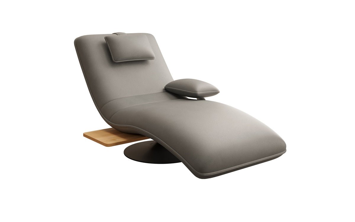 Chaise longue relax design en velours cuir véritable avec fonction pivotante et table d'appoint