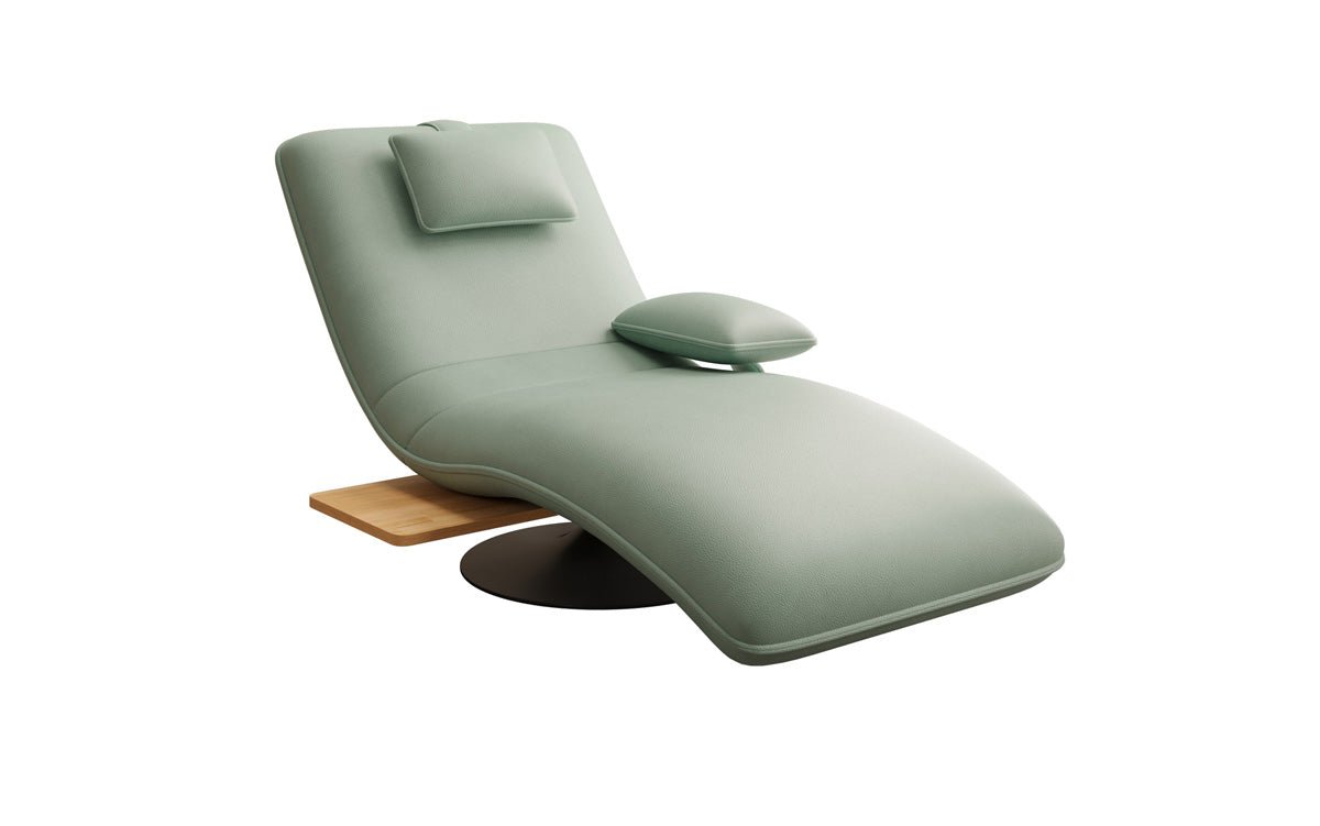 Chaise longue relax design en velours cuir véritable avec fonction pivotante et table d'appoint