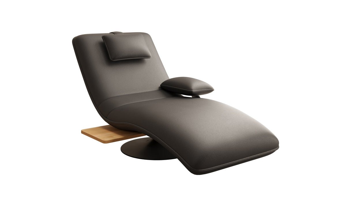 Chaise longue relax design en velours cuir véritable avec fonction pivotante et table d'appoint