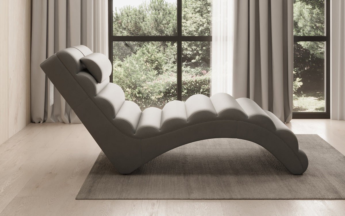 Chaise longue design Malina en cuir véritable