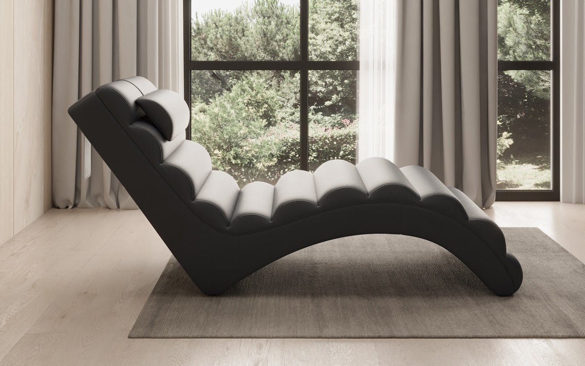 Chaise longue design Malina en cuir véritable