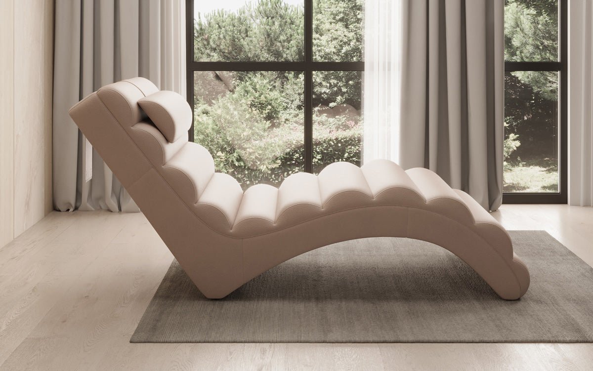 Chaise longue design Malina en cuir véritable