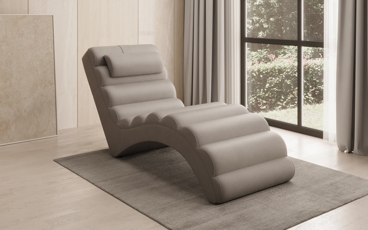 Chaise longue design Malina en cuir véritable