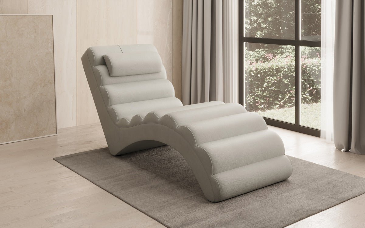 Chaise longue design Malina en cuir véritable