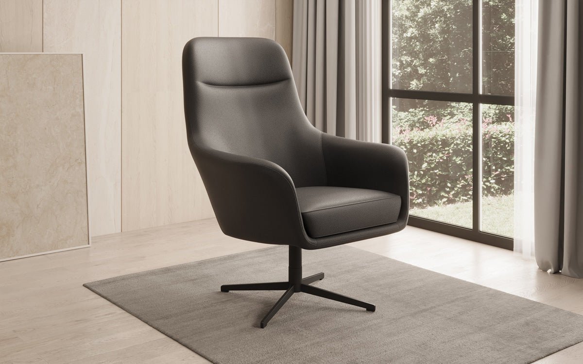 Fauteuil design Ren fonction pivotante 360° en cuir véritable