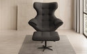 Designer sofa armchair Aurelio incl. side stool in fabric