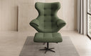 Designer sofa armchair Aurelio incl. side stool in fabric