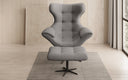 Designer sofa armchair Aurelio incl. side stool in fabric