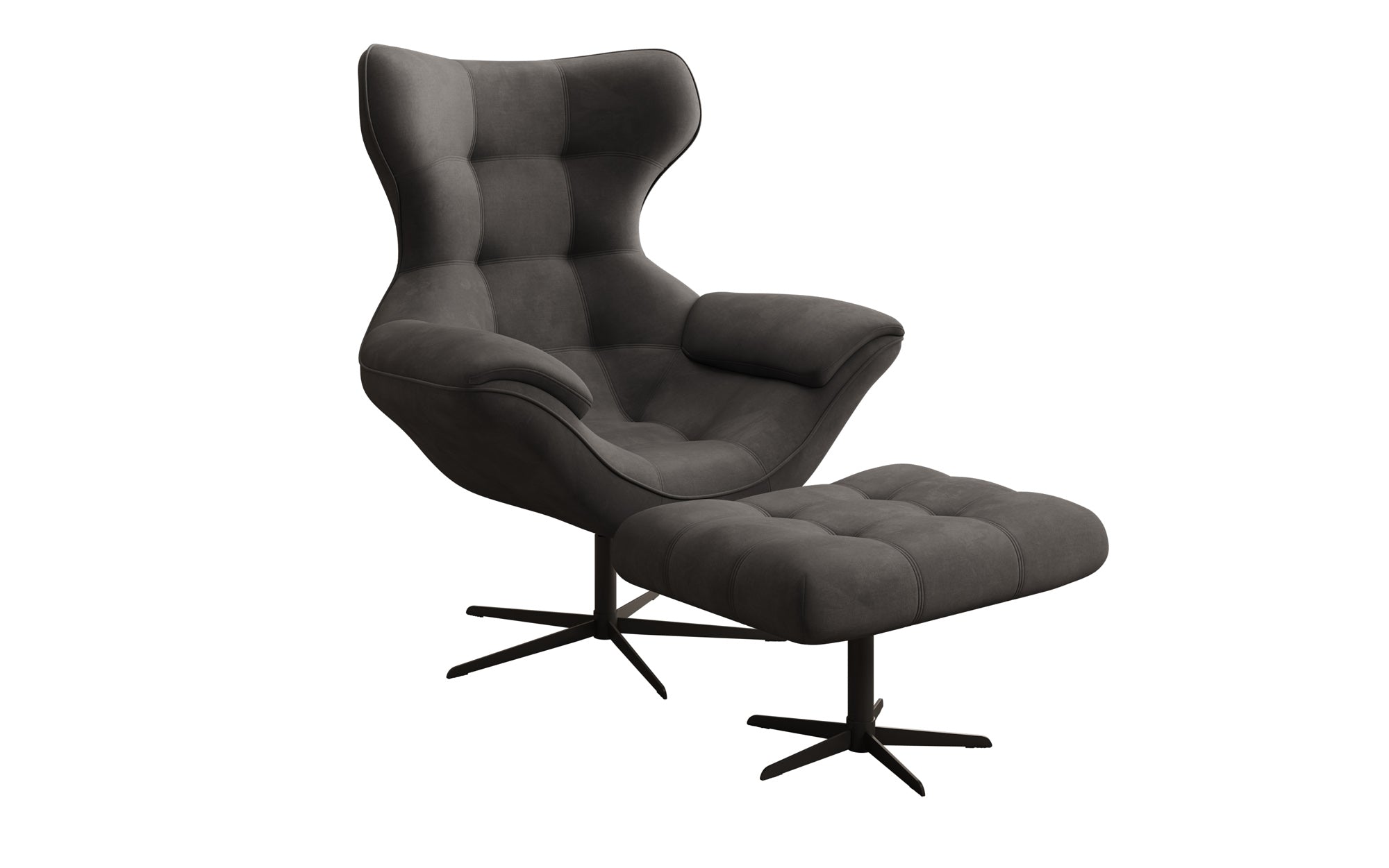 Designer Sofa-Sessel Aurelio inkl. Beistellhocker a Samt