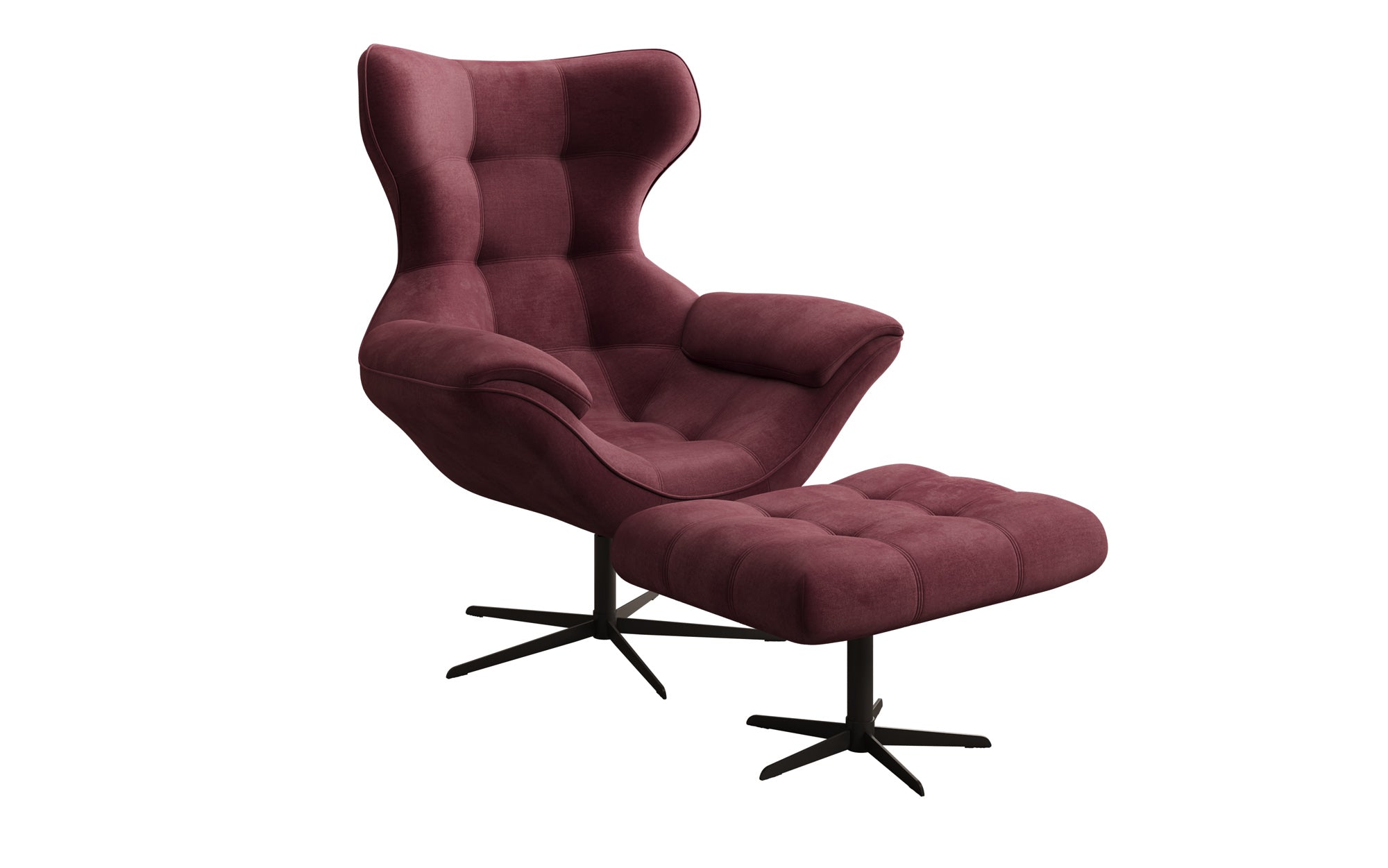 Designer Sofa-Sessel Aurelio inkl. Beistellhocker a Samt