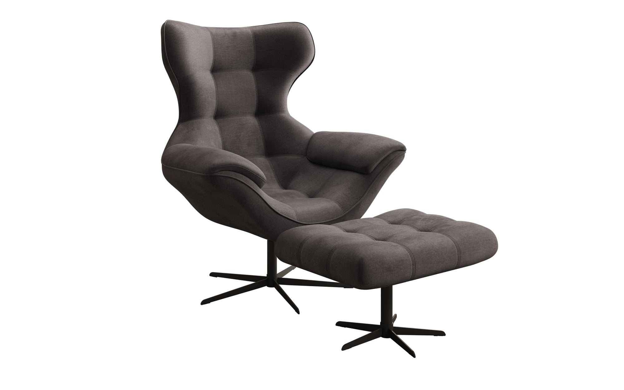 Designer Sofa-Sessel Aurelio inkl. Beistellhocker a Samt