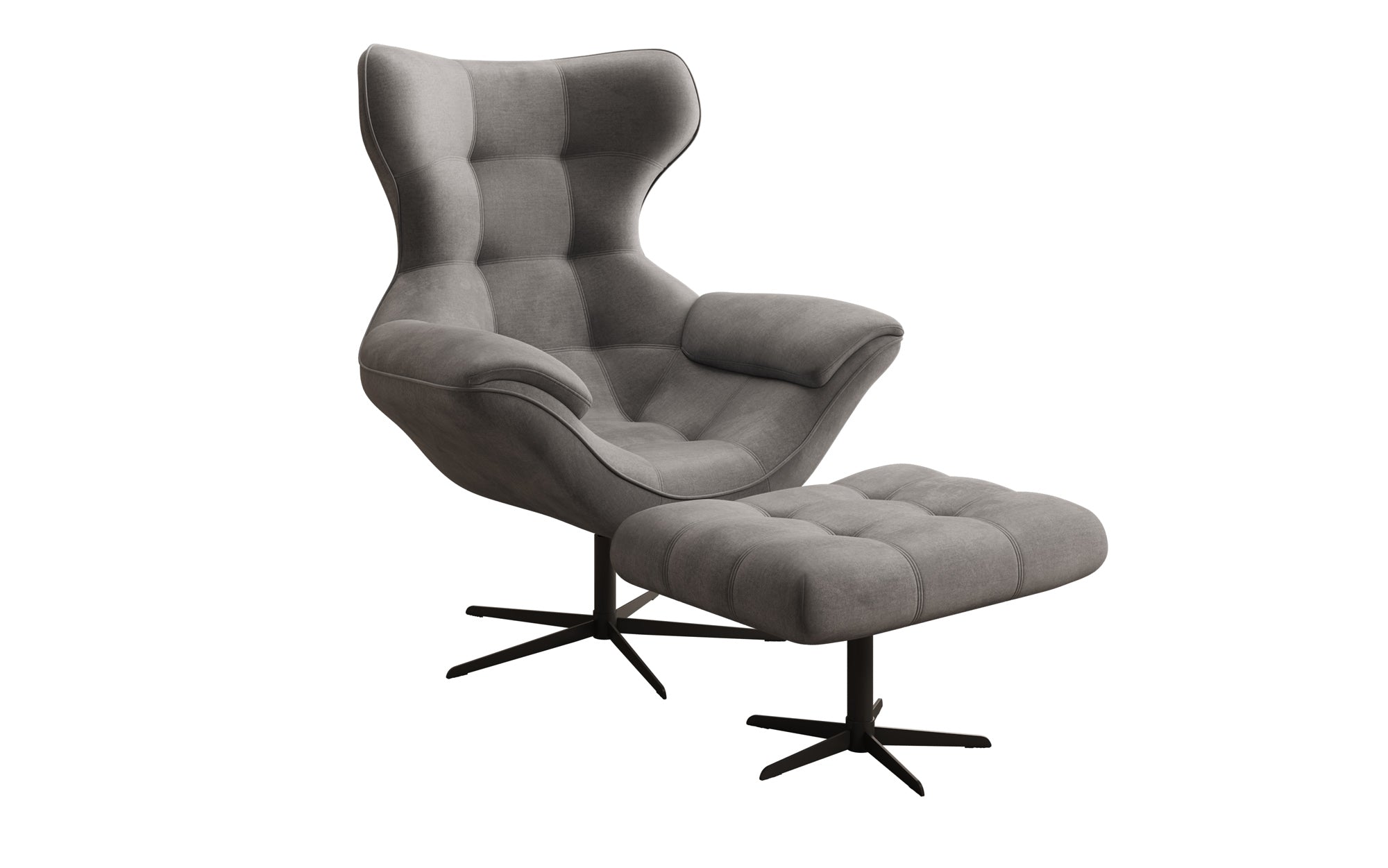 Designer Sofa-Sessel Aurelio inkl. Beistellhocker a Samt