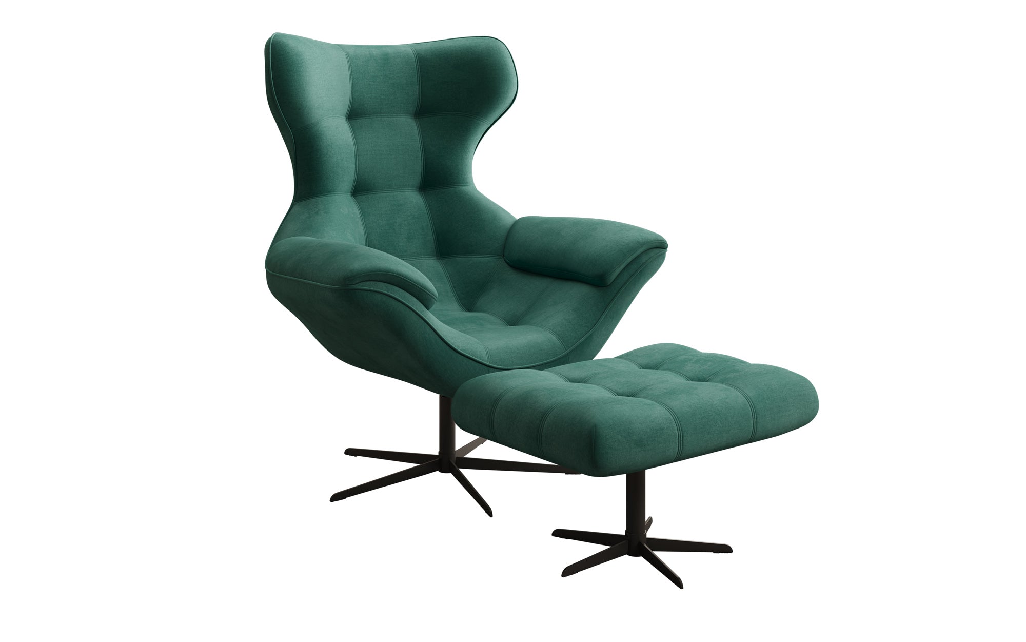 Designer Sofa-Sessel Aurelio inkl. Beistellhocker a Samt