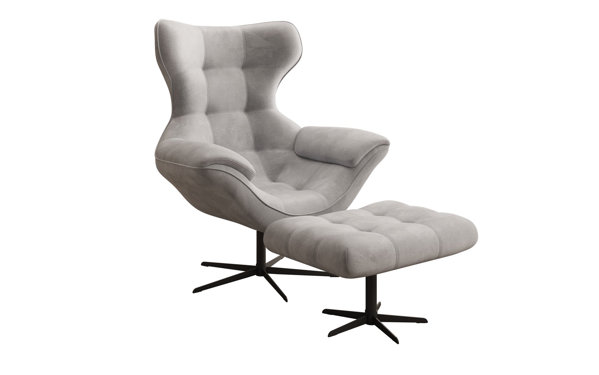Designer Sofa-Sessel Aurelio inkl. Beistellhocker a Samt
