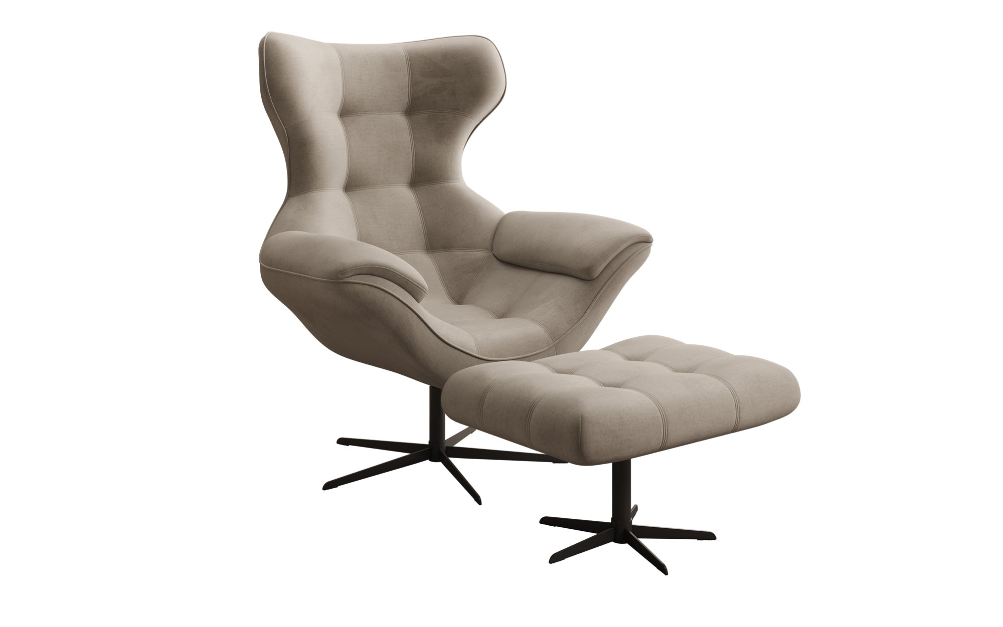 Designer Sofa-Sessel Aurelio inkl. Beistellhocker a Samt