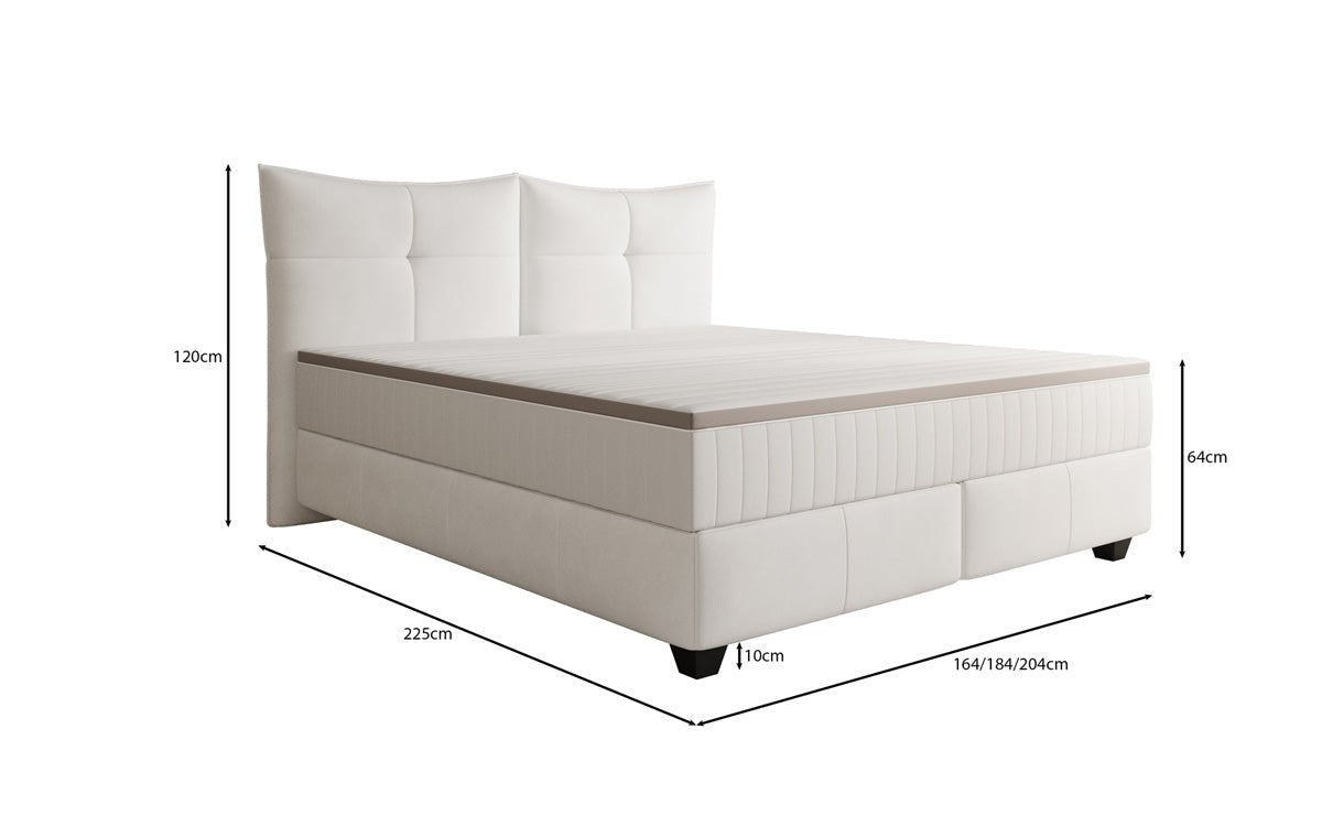 Lit boxspring Veyora en cuir véritable