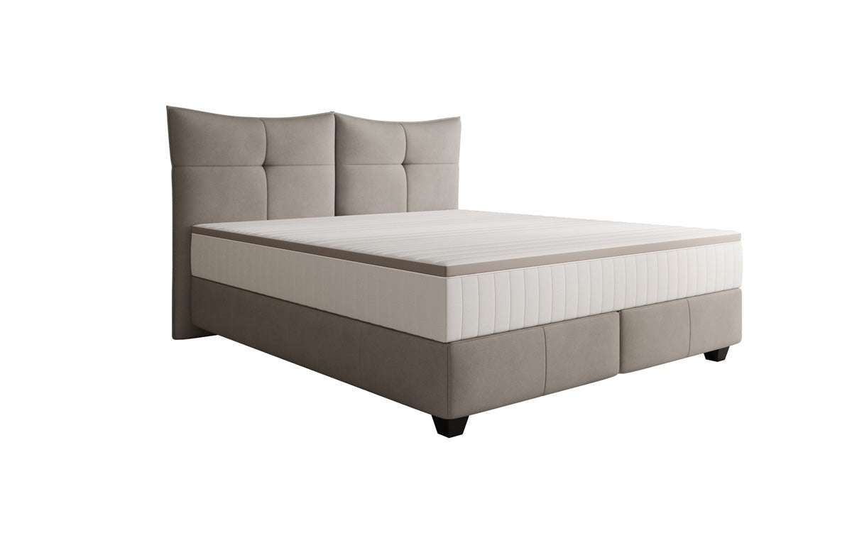 Lit boxspring Veyora en cuir véritable