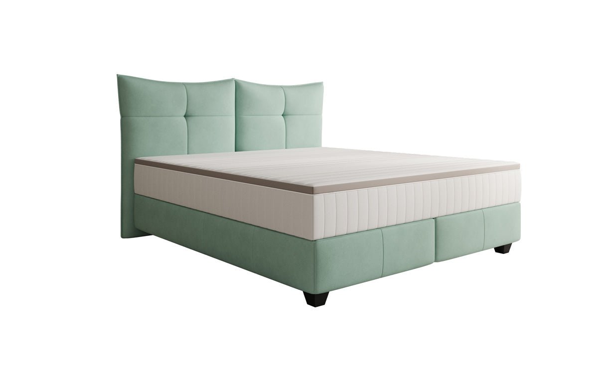 Lit boxspring Veyora en cuir véritable