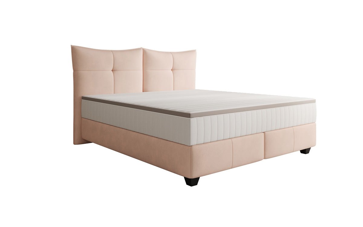Lit boxspring Veyora en cuir véritable