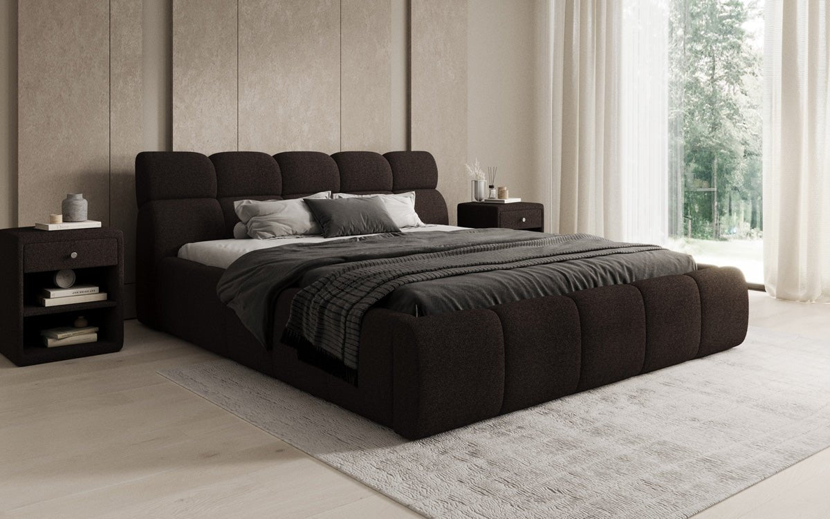 Designer Polsterbett Dallas Bouclé mat Stauraum