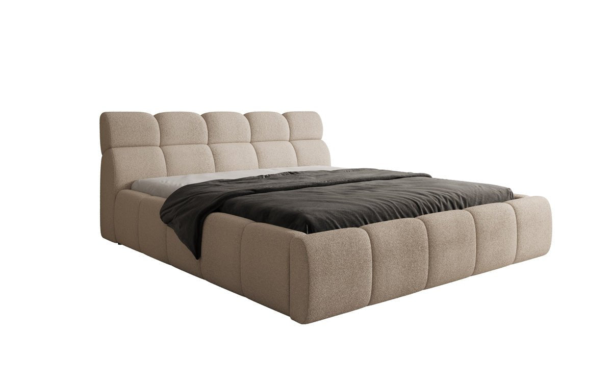 Designer Polsterbett Dallas Bouclé mat Stauraum