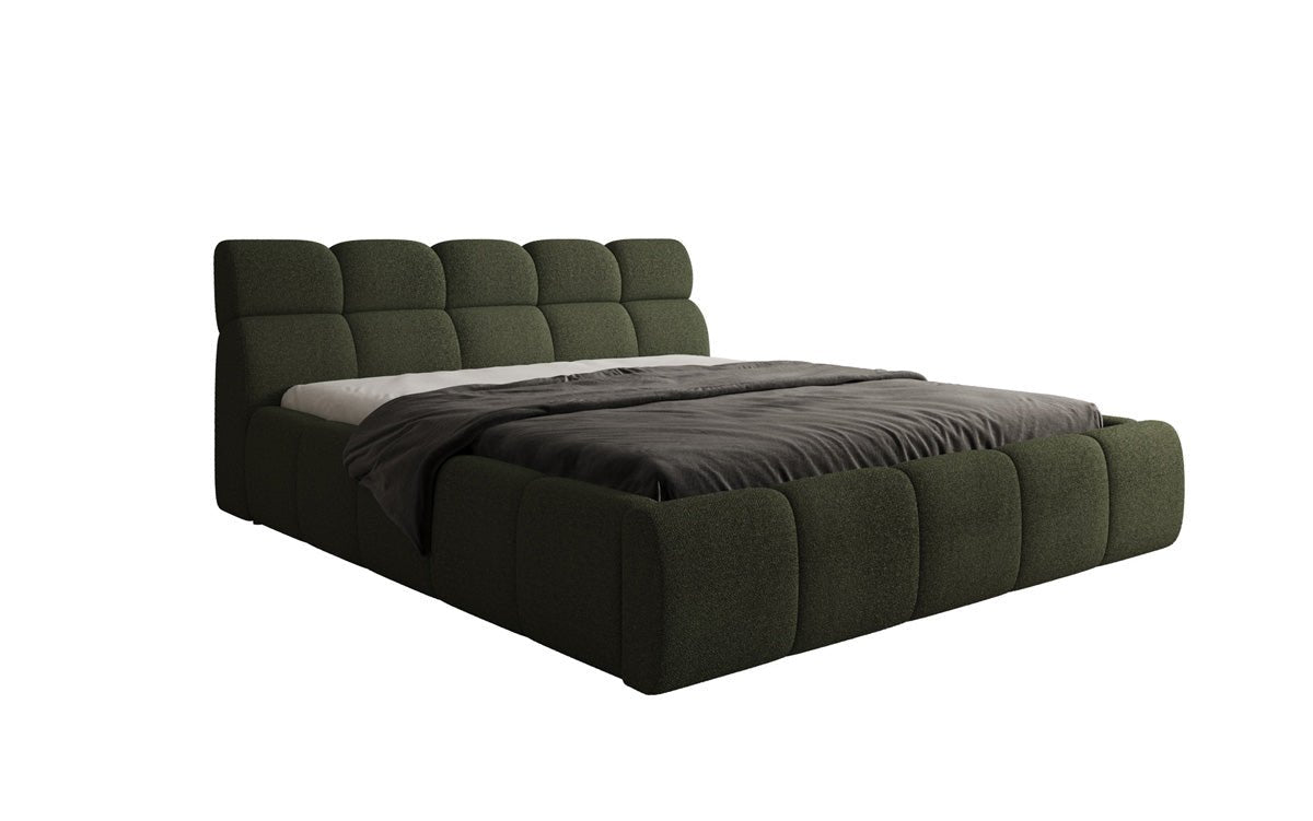 Designer Polsterbett Dallas Bouclé mat Stauraum