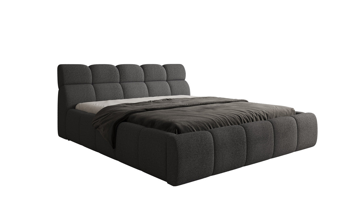 Designer Polsterbett Dallas Bouclé mat Stauraum