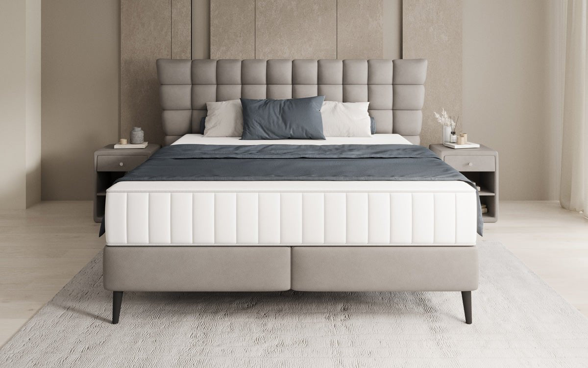 Box spring bed Alvion in genuine leather