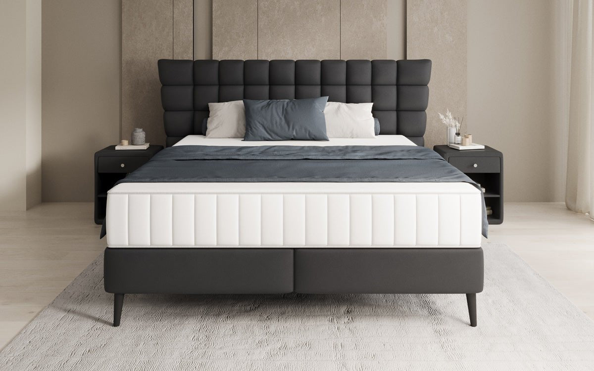 Box spring bed Alvion in genuine leather