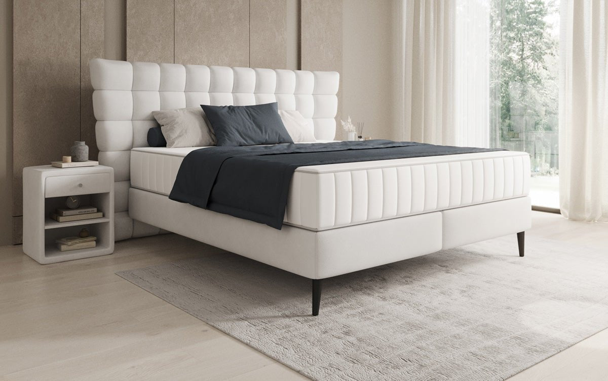 Box spring bed Alvion in genuine leather