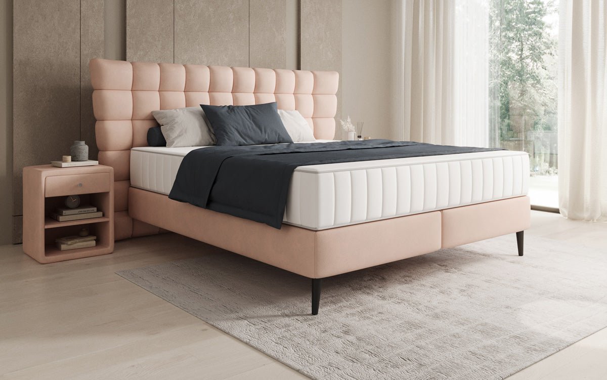 Box spring bed Alvion in genuine leather