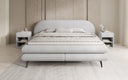 Lit boxspring Marisol avec tête de lit ovale en Bouclé