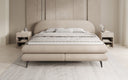 Lit boxspring Marisol avec tête de lit ovale en Bouclé