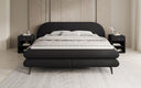 Lit boxspring Marisol avec tête de lit ovale en Bouclé